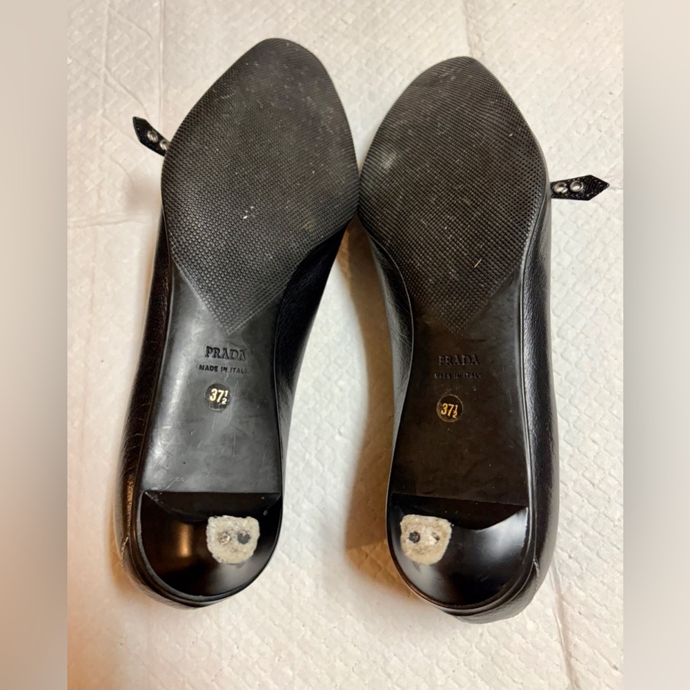 Prada Black Leather Pointed-Toe Loafers with Bit Detail - Picture 8 of 9